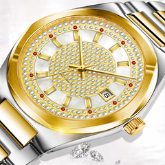 Source Factory(MOQ: 50 PCS)—Women Watch Stainless Steel Waterproof Diamond Small Face Quartz Analog Ladies Watches Fashion Gold Dial Men Women Wrist Watch