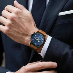 Source Factory(MOQ: 50 PCS)—Mens Watches Analog Quartz Chronograph Waterproof Wrist Watches for Men Fashion Business Work Casual Sport Designer Dress Watch with Calendar Elegant Gifts for Men