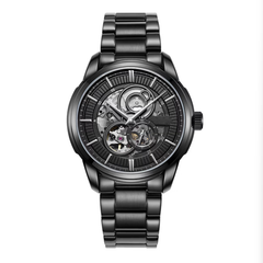Source Factory(MOQ: 50 PCS)— Fashion Business Men's Diver Stainless Steel Strap Automatic Mechanical Watch with Pointer Dial Waterproof for Men