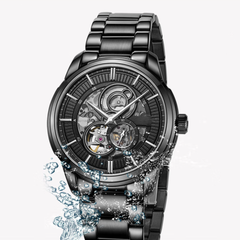 Source Factory(MOQ: 50 PCS)— Fashion Business Men's Diver Stainless Steel Strap Automatic Mechanical Watch with Pointer Dial Waterproof for Men