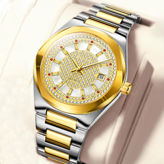 Source Factory(MOQ: 50 PCS)—Women Watch Stainless Steel Waterproof Diamond Small Face Quartz Analog Ladies Watches Fashion Gold Dial Men Women Wrist Watch