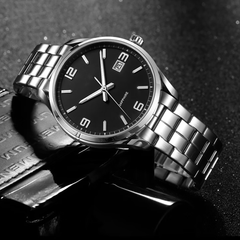 Source Factory(MOQ: 50 PCS)—Luxury Men's Full-Automatic Mechanical Watch Multi-Function 46mm Stainless Steel Case 22mm Cow Leather Band Pointer Display