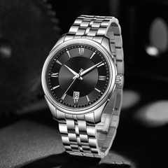 Source Factory(MOQ: 50 PCS)— Watch Men's Automatic Mechanical Watch Fashion Business Wristwatch Water-Resistant Date Display Luminous Dial Stainless Steel Bracelet Gift for Men