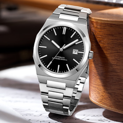 Source Factory(MOQ: 50 PCS)—Fashion Mechanical Wristwatch, Waterproof, Automatic Movement, Leather Design, Mechanical Watch for Men