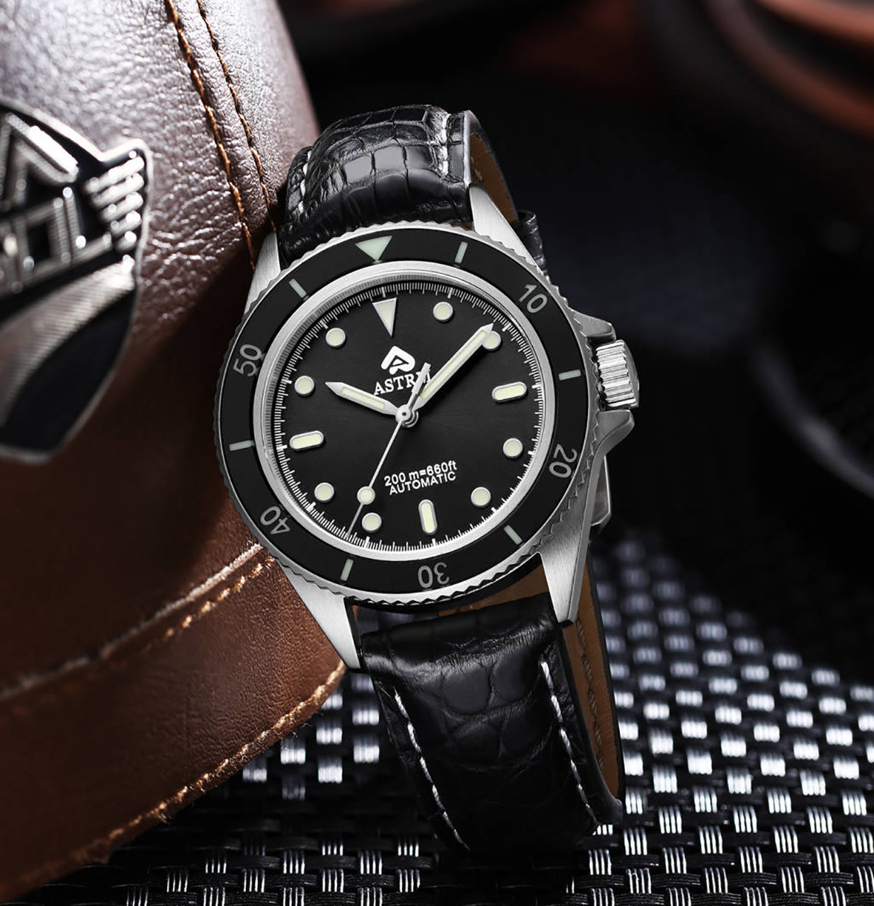 Best-Selling（MOQ: 50 PCS）—Waterproof Wrist Sports Women Couple Men Luxury Mechanical Watch | Stainless Steel Bezel | Screw Crown | Super Japanese Luminous | Crocodile Leather Strap | Silicone Strap | Sapphire Crystal | 316L Stainless Steel Buckle