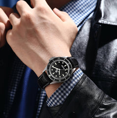 Best-Selling（MOQ: 50 PCS）—Waterproof Wrist Sports Women Couple Men Luxury Mechanical Watch | Stainless Steel Bezel | Screw Crown | Super Japanese Luminous | Crocodile Leather Strap | Silicone Strap | Sapphire Crystal | 316L Stainless Steel Buckle