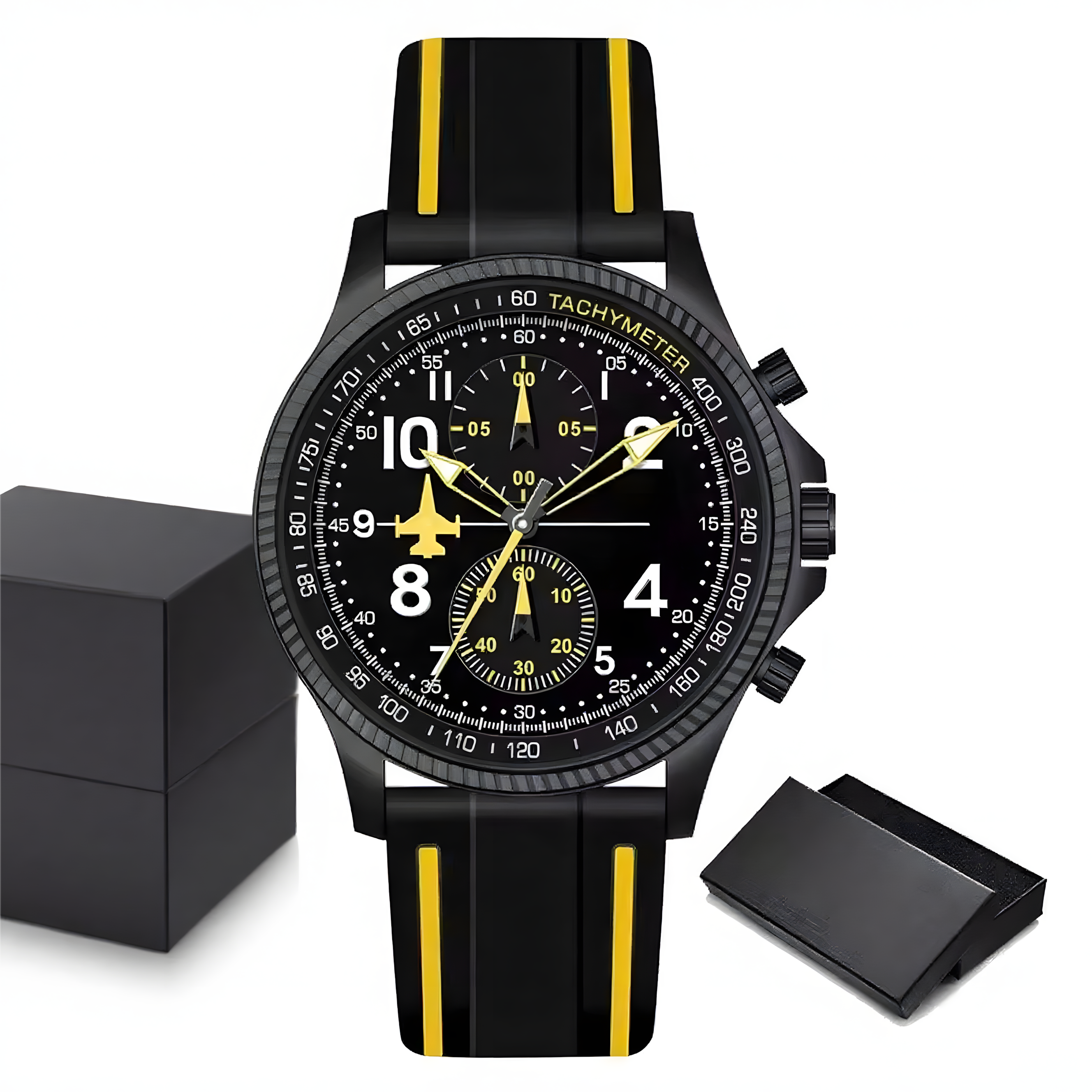 Source Factory（MOQ: 50 PCS）—Creative Design Airplane Chronograph Men's Watches Original Geneva Calender Man Quartz Wristwatches Top Sports Clock