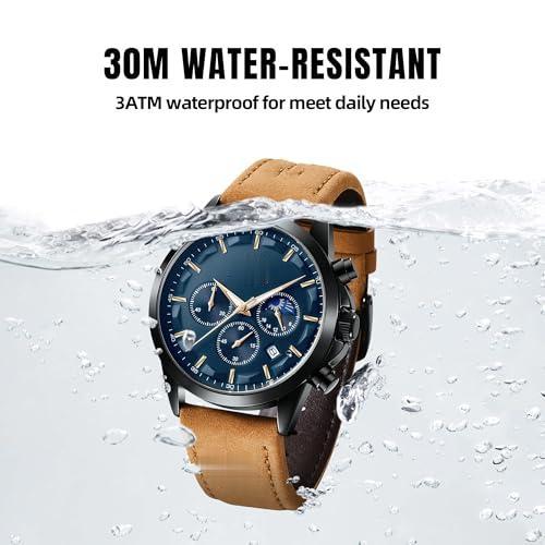 Source Factory（MOQ: 50 PCS）—Mens Watches Analog Quartz Chronograph Waterproof Wrist Watches for Men Fashion Business Work Casual Sport Designer Dress Watch with Calendar Elegant Gifts for Men