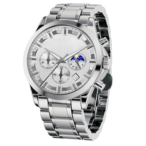 Source Factory（MOQ: 50 PCS）—Mens Watches Analog Quartz Chronograph Waterproof Wrist Watches for Men Fashion Business Work Casual Sport Designer Dress Watch with Calendar Elegant Gifts for Men