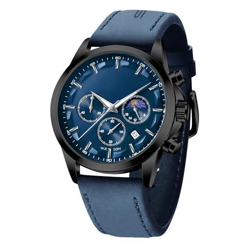 Source Factory（MOQ: 50 PCS）—Mens Watches Analog Quartz Chronograph Waterproof Wrist Watches for Men Fashion Business Work Casual Sport Designer Dress Watch with Calendar Elegant Gifts for Men