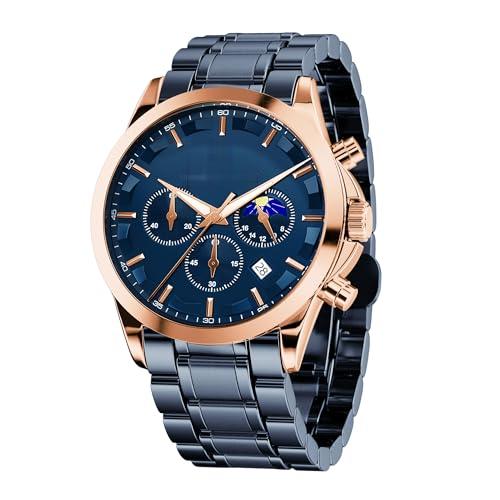 Source Factory（MOQ: 50 PCS）—Mens Watches Analog Quartz Chronograph Waterproof Wrist Watches for Men Fashion Business Work Casual Sport Designer Dress Watch with Calendar Elegant Gifts for Men