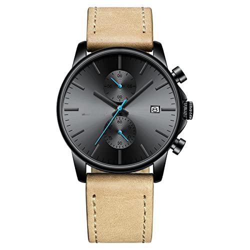 Source Factory（MOQ: 50 PCS）—Mens Watch Fashion Sleek Minimalist Quartz Analog Mesh Stainless Steel Waterproof Chronograph Watches for Men with Auto Date