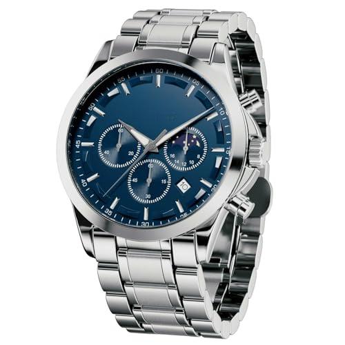 Source Factory（MOQ: 50 PCS）—Mens Watches Analog Quartz Chronograph Waterproof Wrist Watches for Men Fashion Business Work Casual Sport Designer Dress Watch with Calendar Elegant Gifts for Men