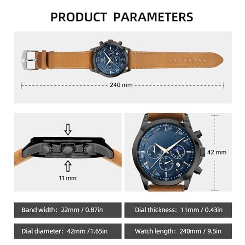 Source Factory（MOQ: 50 PCS）—Mens Watches Analog Quartz Chronograph Waterproof Wrist Watches for Men Fashion Business Work Casual Sport Designer Dress Watch with Calendar Elegant Gifts for Men