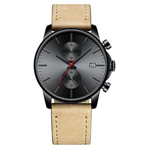 Source Factory（MOQ: 50 PCS）—Mens Watch Fashion Sleek Minimalist Quartz Analog Mesh Stainless Steel Waterproof Chronograph Watches for Men with Auto Date