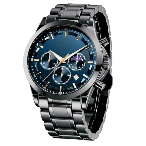 Source Factory（MOQ: 50 PCS）—Mens Watches Analog Quartz Chronograph Waterproof Wrist Watches for Men Fashion Business Work Casual Sport Designer Dress Watch with Calendar Elegant Gifts for Men