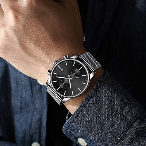 Source Factory（MOQ: 50 PCS）—Mens Watch Fashion Sleek Minimalist Quartz Analog Mesh Stainless Steel Waterproof Chronograph Watches for Men with Auto Date