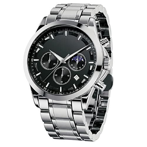 Source Factory（MOQ: 50 PCS）—Mens Watches Analog Quartz Chronograph Waterproof Wrist Watches for Men Fashion Business Work Casual Sport Designer Dress Watch with Calendar Elegant Gifts for Men