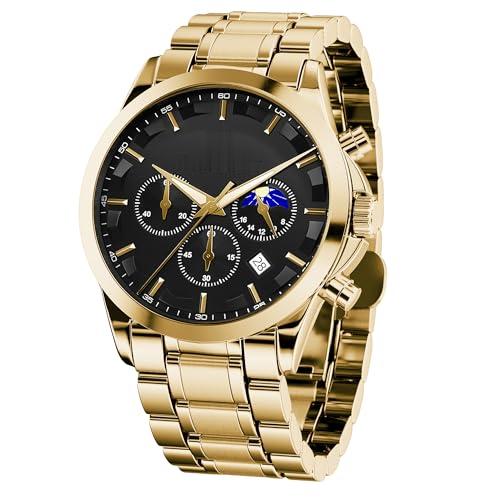 Source Factory（MOQ: 50 PCS）—Mens Watches Analog Quartz Chronograph Waterproof Wrist Watches for Men Fashion Business Work Casual Sport Designer Dress Watch with Calendar Elegant Gifts for Men