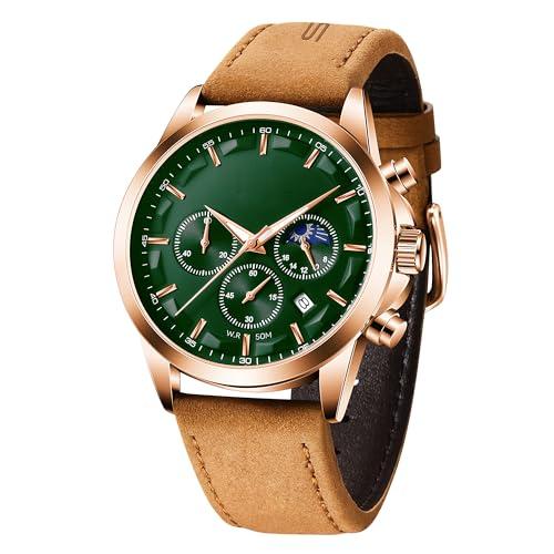 Source Factory（MOQ: 50 PCS）—Mens Watches Analog Quartz Chronograph Waterproof Wrist Watches for Men Fashion Business Work Casual Sport Designer Dress Watch with Calendar Elegant Gifts for Men