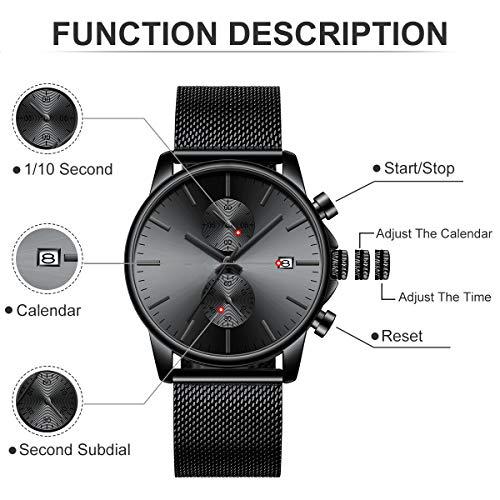 Source Factory（MOQ: 50 PCS）—Mens Watch Fashion Sleek Minimalist Quartz Analog Mesh Stainless Steel Waterproof Chronograph Watches for Men with Auto Date