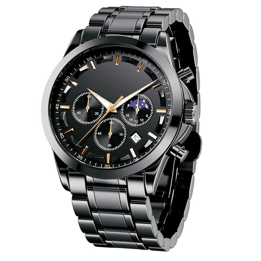 Source Factory（MOQ: 50 PCS）—Mens Watches Analog Quartz Chronograph Waterproof Wrist Watches for Men Fashion Business Work Casual Sport Designer Dress Watch with Calendar Elegant Gifts for Men