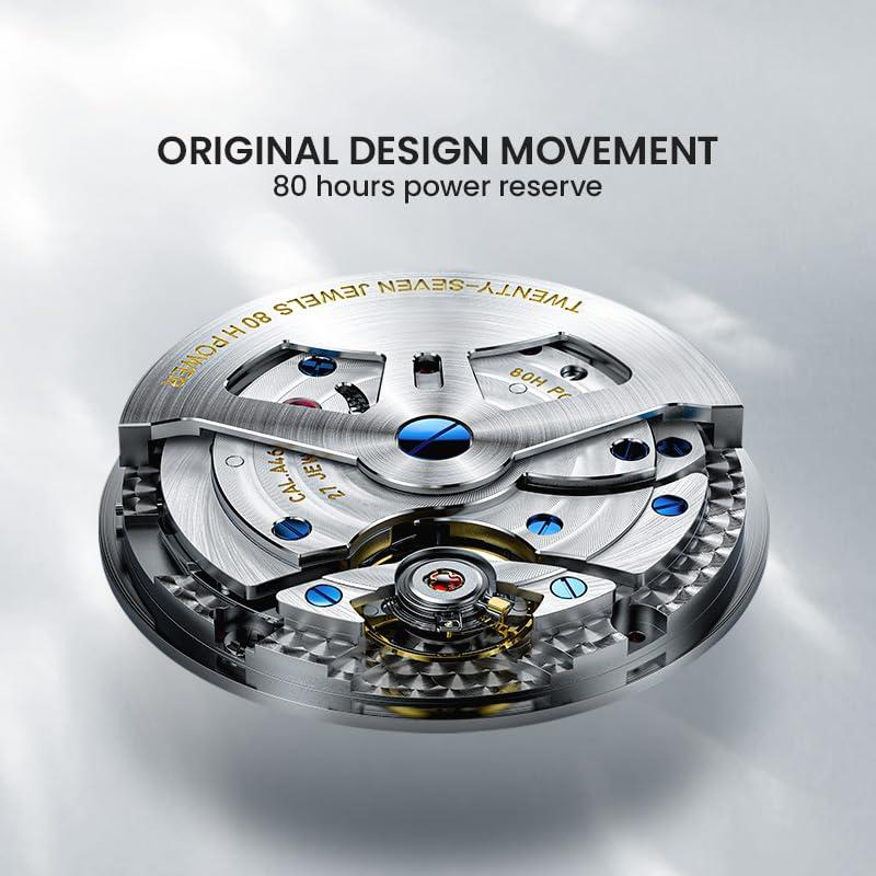 Source Factory（MOQ: 50 PCS）—Luxury Automatic Mechanical Watch, Original Men Watch with 3D Starry Sky Moon Phase Watch Dial Skeleton Leather Men's Wrist Watch