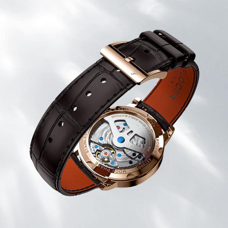 Source Factory（MOQ: 50 PCS）—Luxury Automatic Mechanical Watch, Original Men Watch with 3D Starry Sky Moon Phase Watch Dial Skeleton Leather Men's Wrist Watch