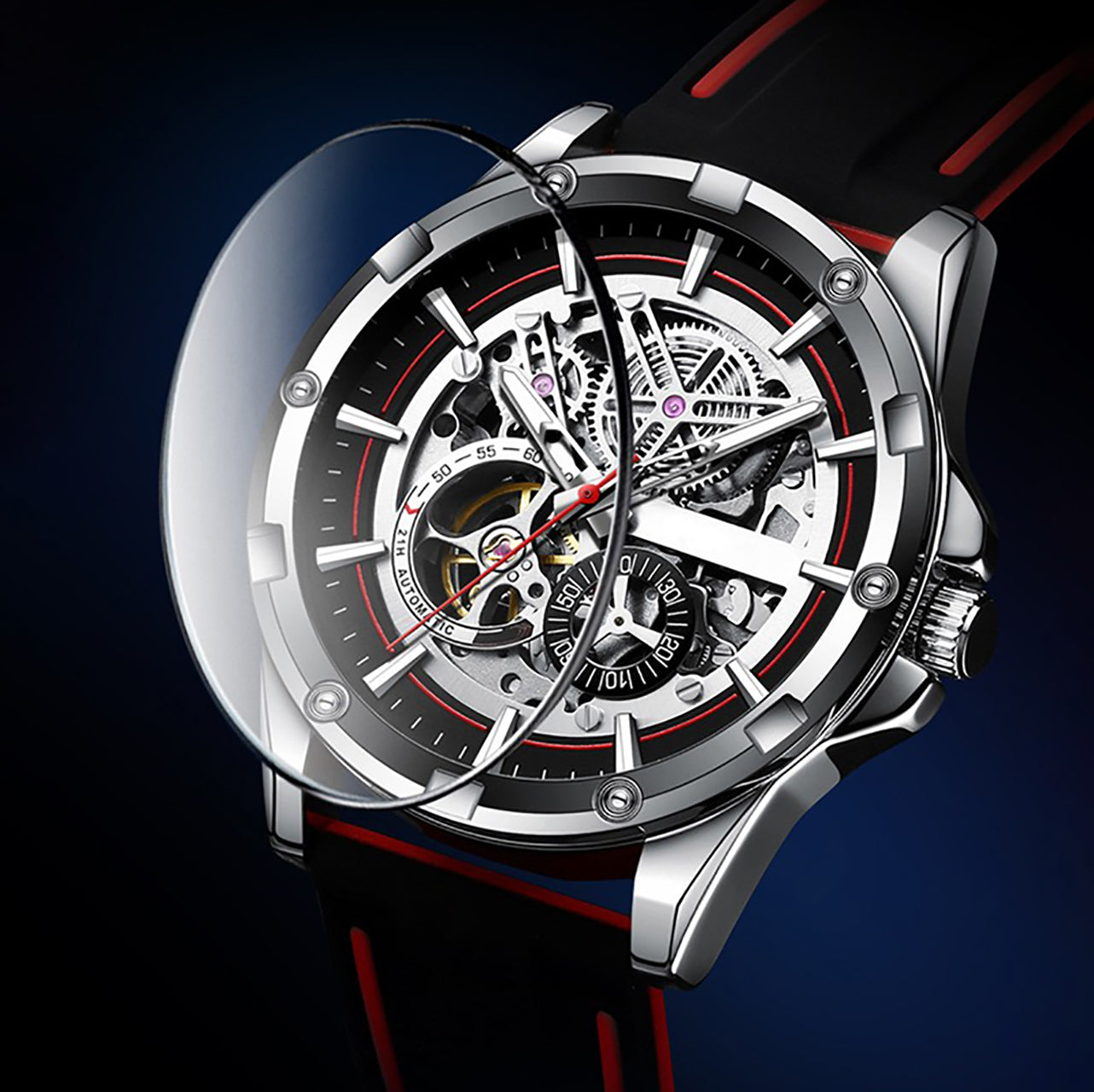 Source Factory: Reloj mecánico automático deportivo de lujo para hombre 
