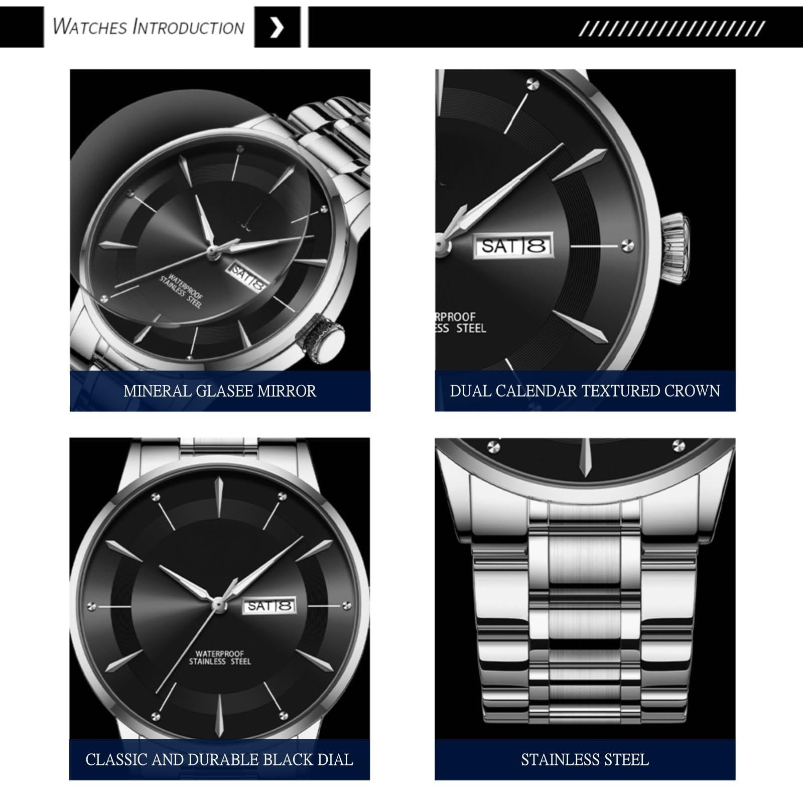 Source Factory（MOQ: 50 PCS）—Watches for Men Quartz Analog Men's Watch Slim Minimalist Runway Plated Stainless Steel Watches
