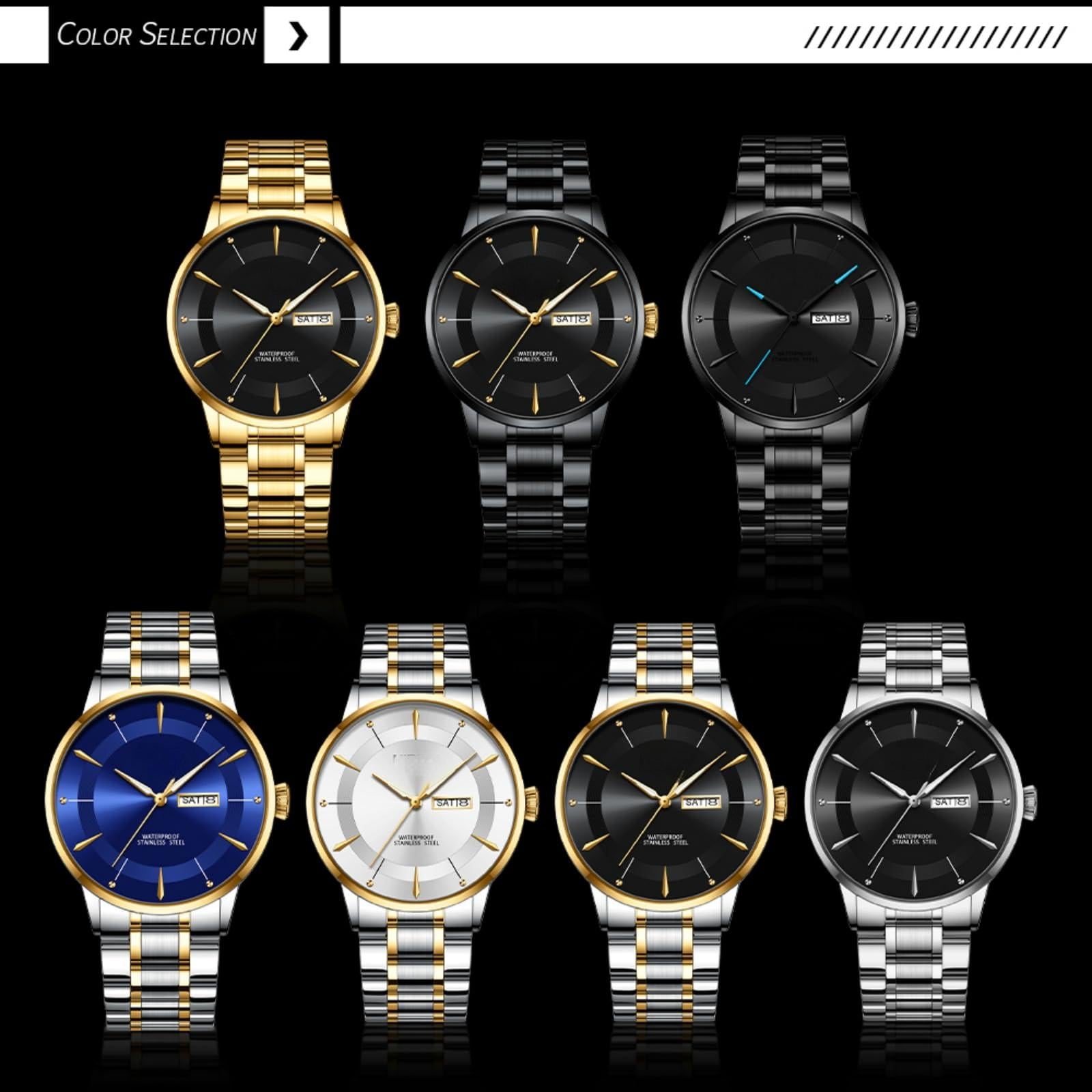 Source Factory（MOQ: 50 PCS）—Watches for Men Quartz Analog Men's Watch Slim Minimalist Runway Plated Stainless Steel Watches