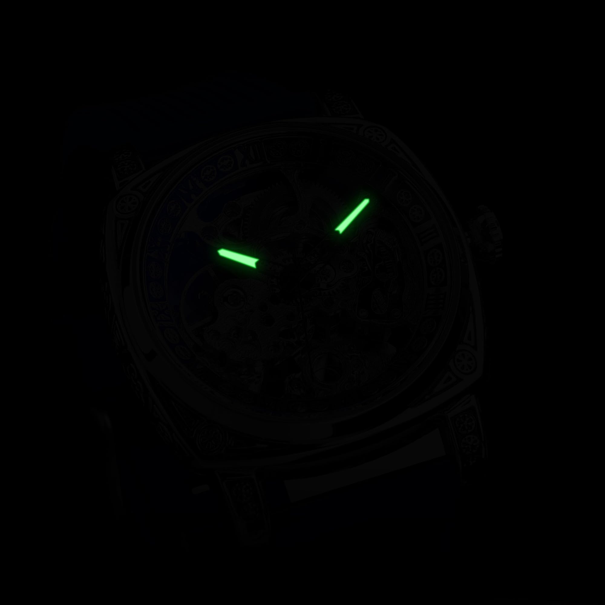 Source Factory（MOQ: 50 PCS）—Watches for Man Square Retro Mechanical Watch Self-Wind Carved Skeleton Automatic Watches Vintage Leather Strap Wristwatch