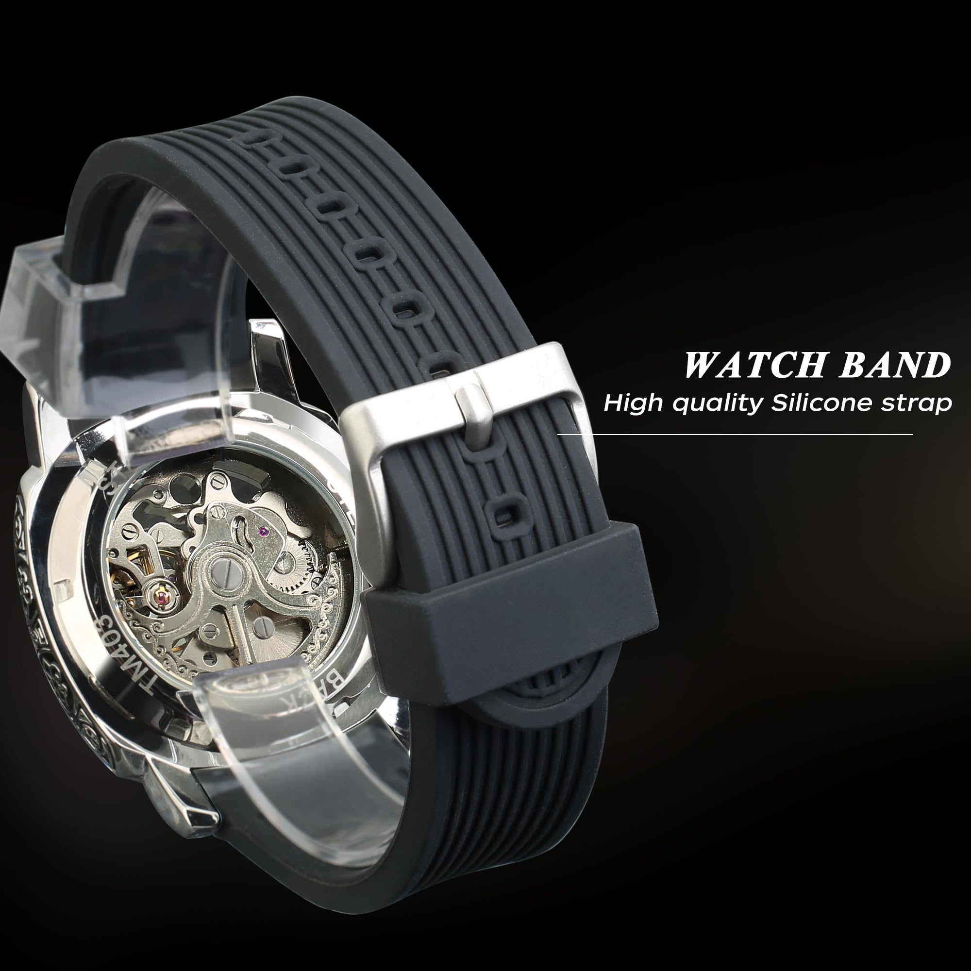 Source Factory（MOQ: 50 PCS）—Watches for Man Square Retro Mechanical Watch Self-Wind Carved Skeleton Automatic Watches Vintage Leather Strap Wristwatch