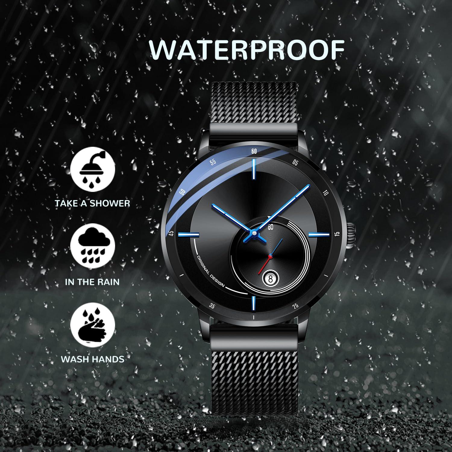 Source Factory（MOQ: 50 PCS）—Automatic Watches for Men - Original Mechanical Movement, Mineral Glass, 3ATM/30Meters Waterproof Wristwatch, Stainless Steel Case, Calendar & Luminous Hands, Minimalist Self-Winding Watch, Gift for Male