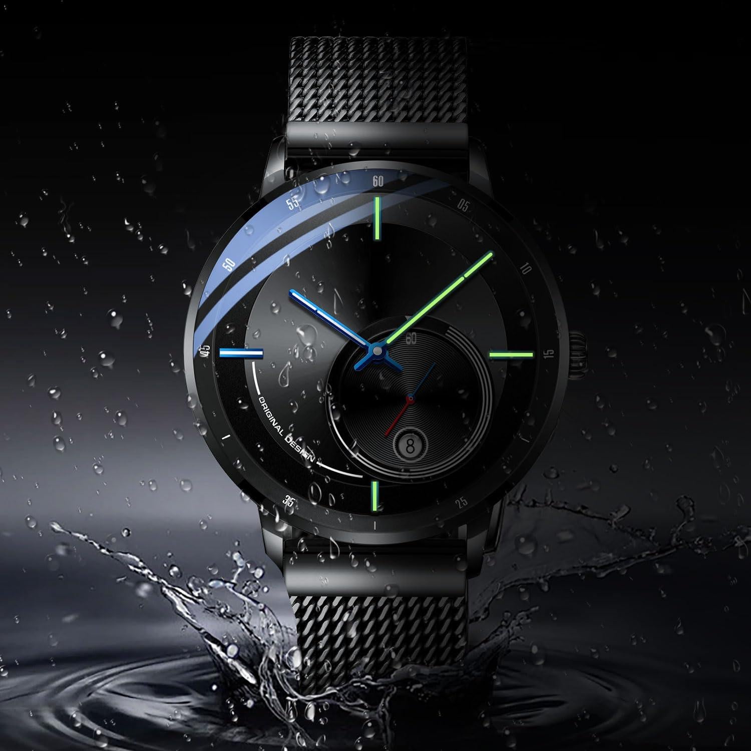 Source Factory（MOQ: 50 PCS）—Automatic Watches for Men - Original Mechanical Movement, Mineral Glass, 3ATM/30Meters Waterproof Wristwatch, Stainless Steel Case, Calendar & Luminous Hands, Minimalist Self-Winding Watch, Gift for Male