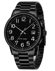 Source Factory（MOQ: 50 PCS）—Watches for Men Analog Quartz Waterproof Watch with Numeral Dial Easy to Read - Black Dress Mens Wrist Watch Stainless Steel Gifts for Husband Father at Birthday Anniversary