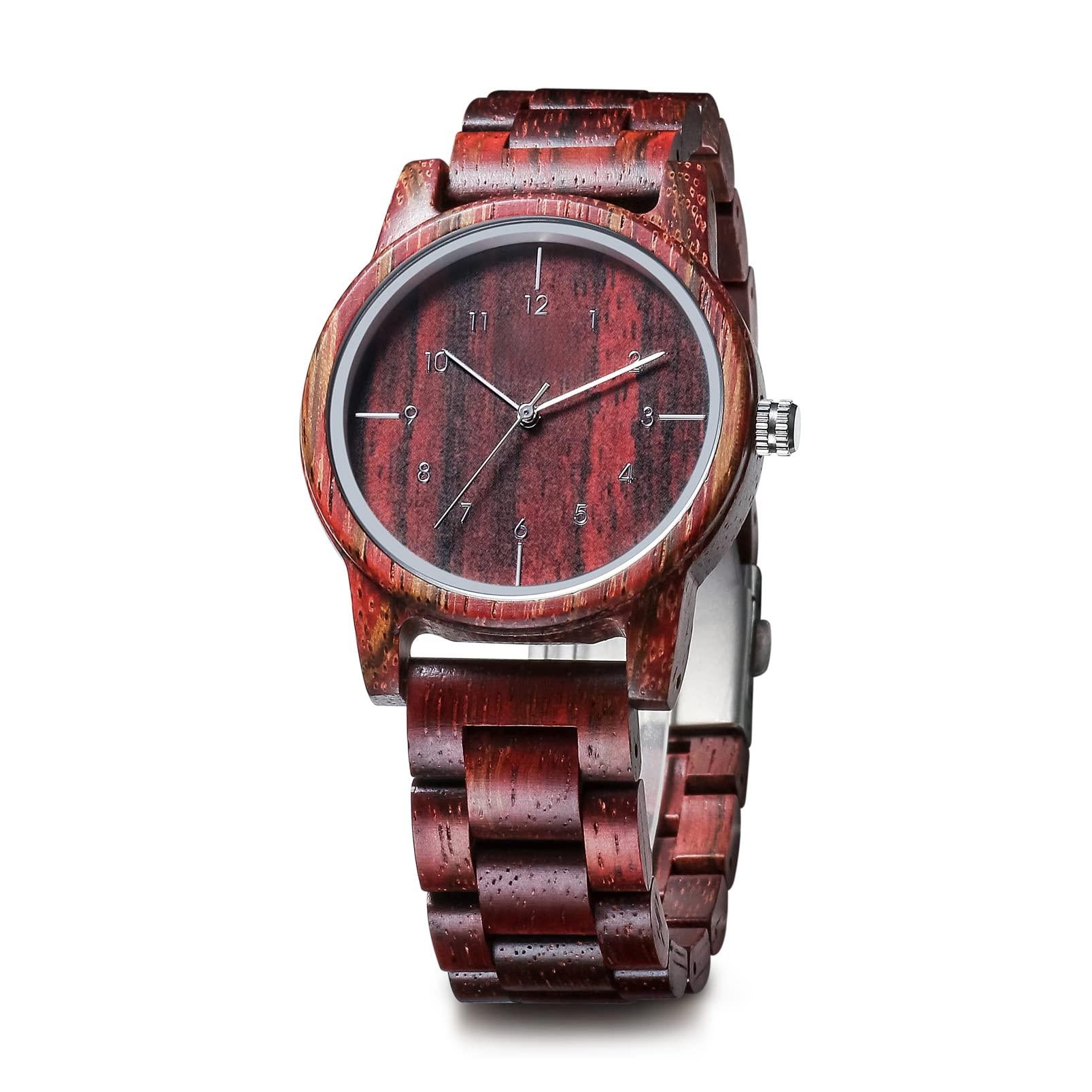 Source Factory（MOQ: 50 PCS）—40mm Wooden Watches Unisex Natural Wood Handmade Watch with Gift Box and Adjustable Strap