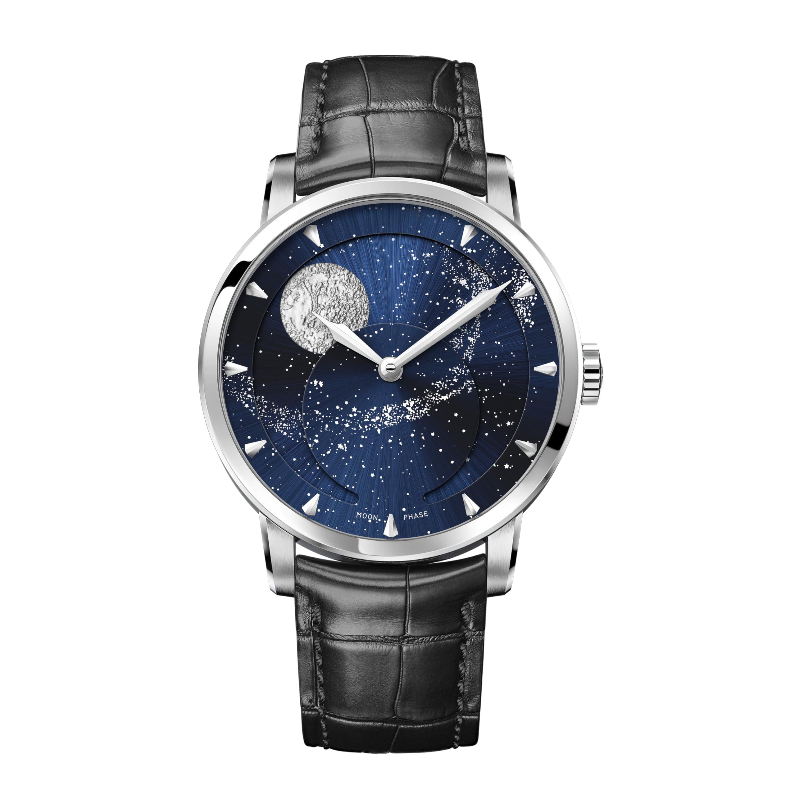 Source Factory（MOQ: 50 PCS）—Luxury Automatic Mechanical Watch, Original Men Watch with 3D Starry Sky Moon Phase Watch Dial Skeleton Leather Men's Wrist Watch