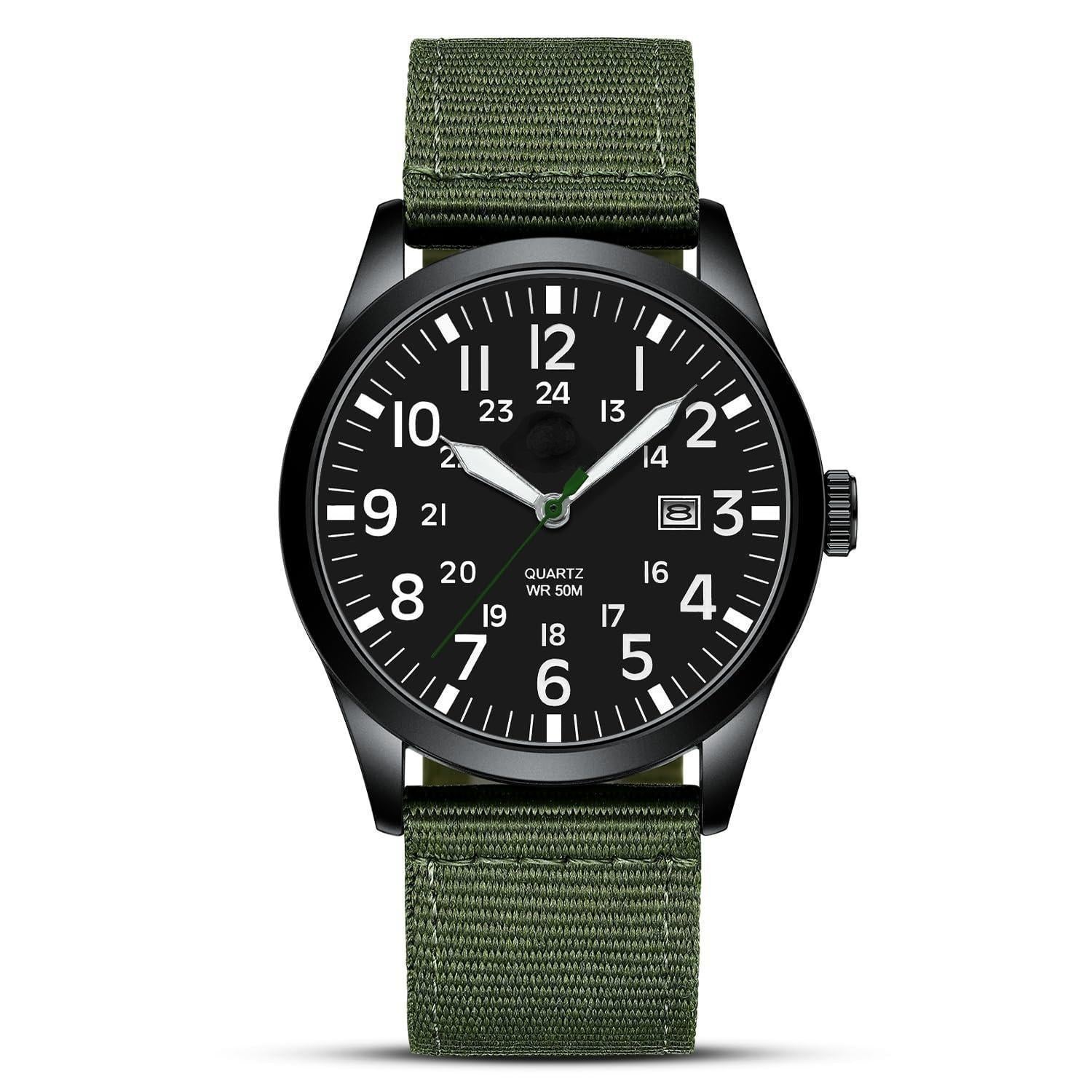 Source Factory（MOQ: 50 PCS）—Mens Watches Unisex Military Sport Nylon Strap Stylish Luminous Fashion Analog Quartz Watch for Men Waterproof Army Tactical Casual Wristwatch