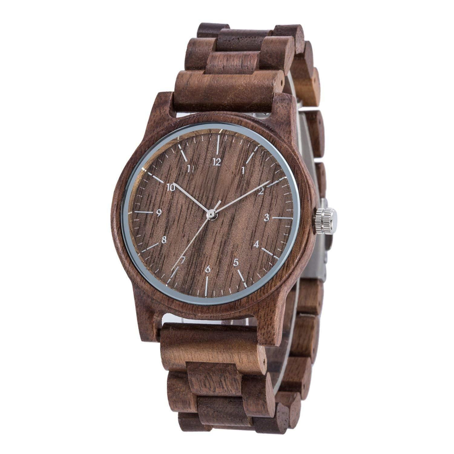 Source Factory（MOQ: 50 PCS）—40mm Wooden Watches Unisex Natural Wood Handmade Watch with Gift Box and Adjustable Strap