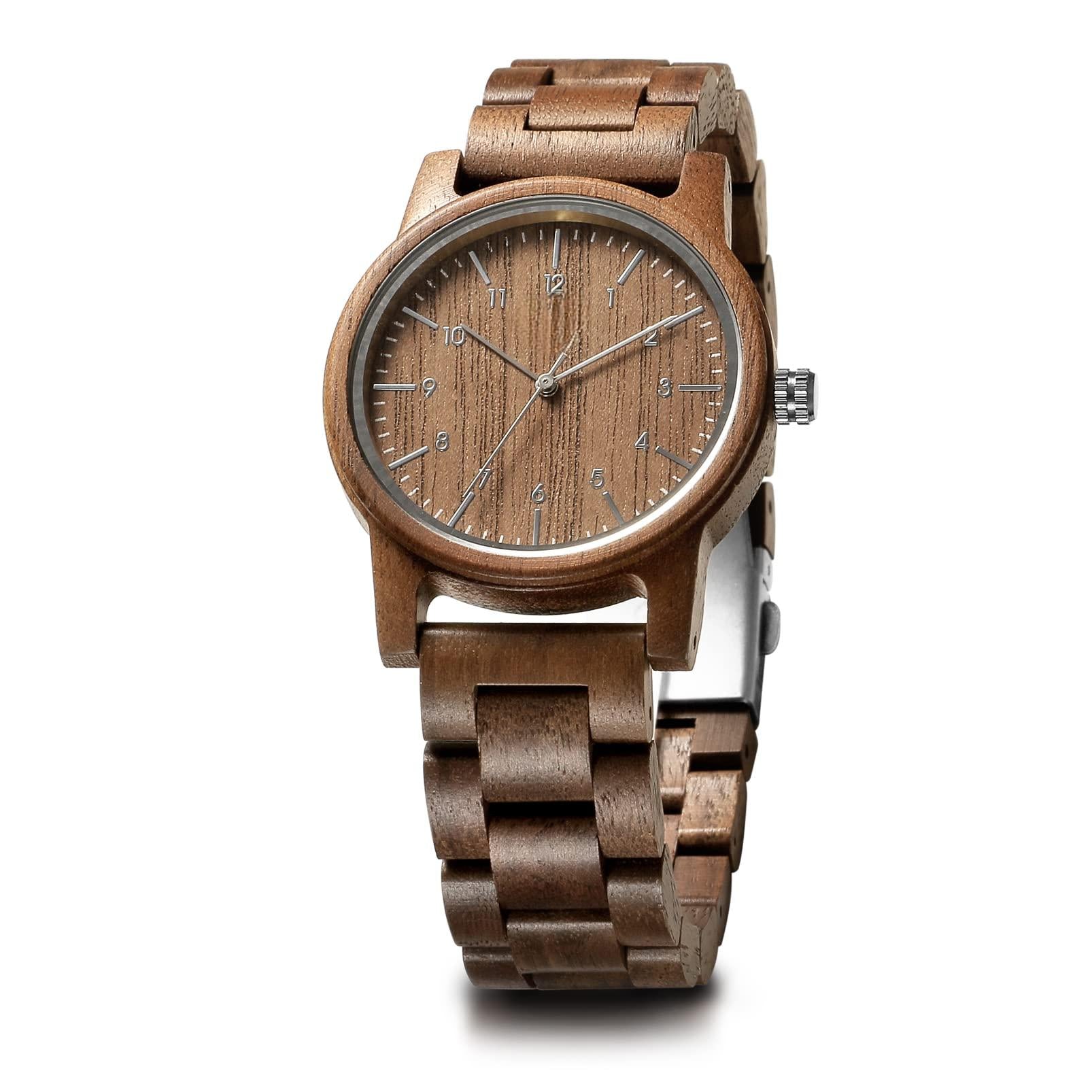 Source Factory（MOQ: 50 PCS）—40mm Wooden Watches Unisex Natural Wood Handmade Watch with Gift Box and Adjustable Strap