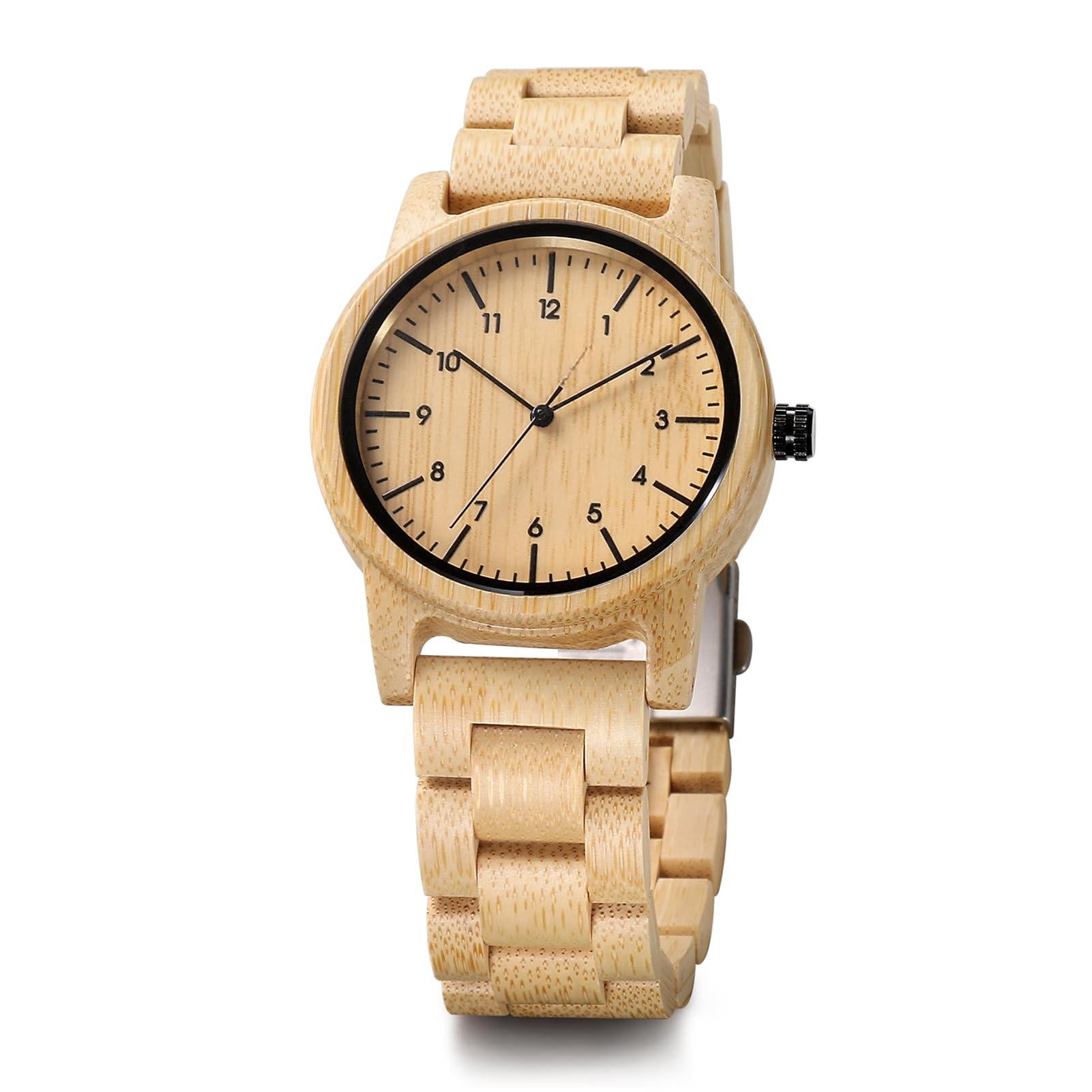 Source Factory（MOQ: 50 PCS）—40mm Wooden Watches Unisex Natural Wood Handmade Watch with Gift Box and Adjustable Strap
