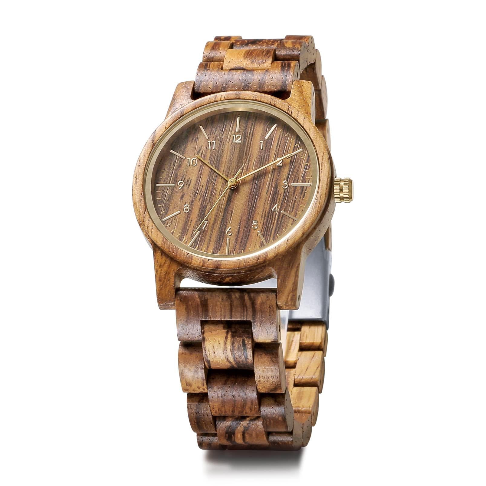 Source Factory（MOQ: 50 PCS）—40mm Wooden Watches Unisex Natural Wood Handmade Watch with Gift Box and Adjustable Strap
