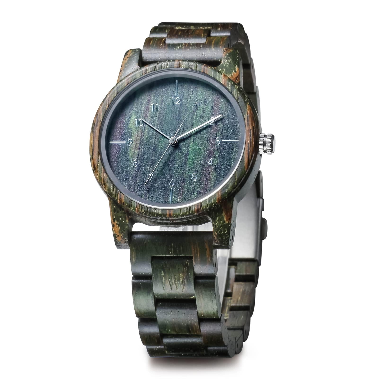 Source Factory（MOQ: 50 PCS）—40mm Wooden Watches Unisex Natural Wood Handmade Watch with Gift Box and Adjustable Strap