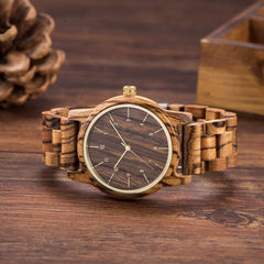 Source Factory（MOQ: 50 PCS）—40mm Wooden Watches Unisex Natural Wood Handmade Watch with Gift Box and Adjustable Strap