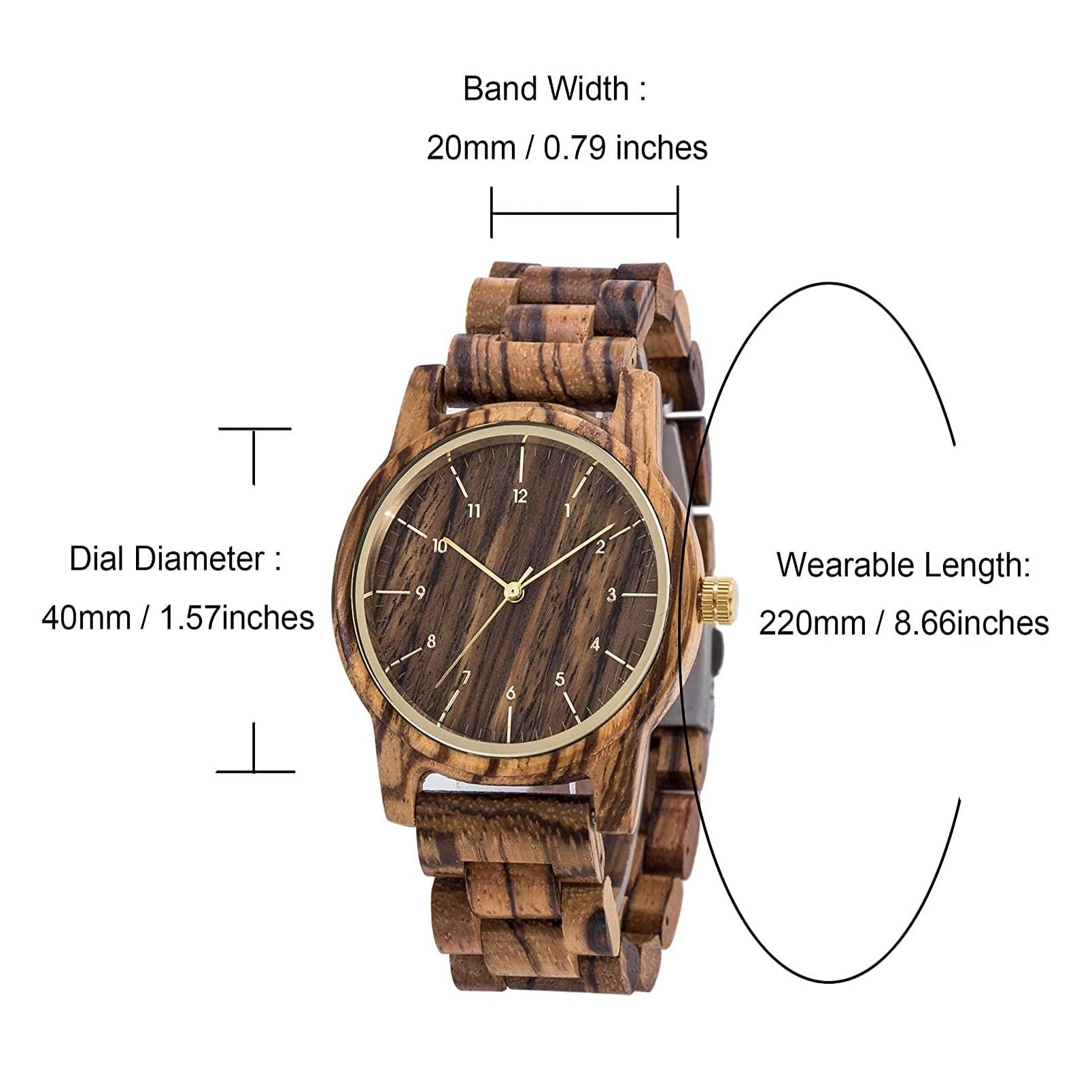 Source Factory（MOQ: 50 PCS）—40mm Wooden Watches Unisex Natural Wood Handmade Watch with Gift Box and Adjustable Strap
