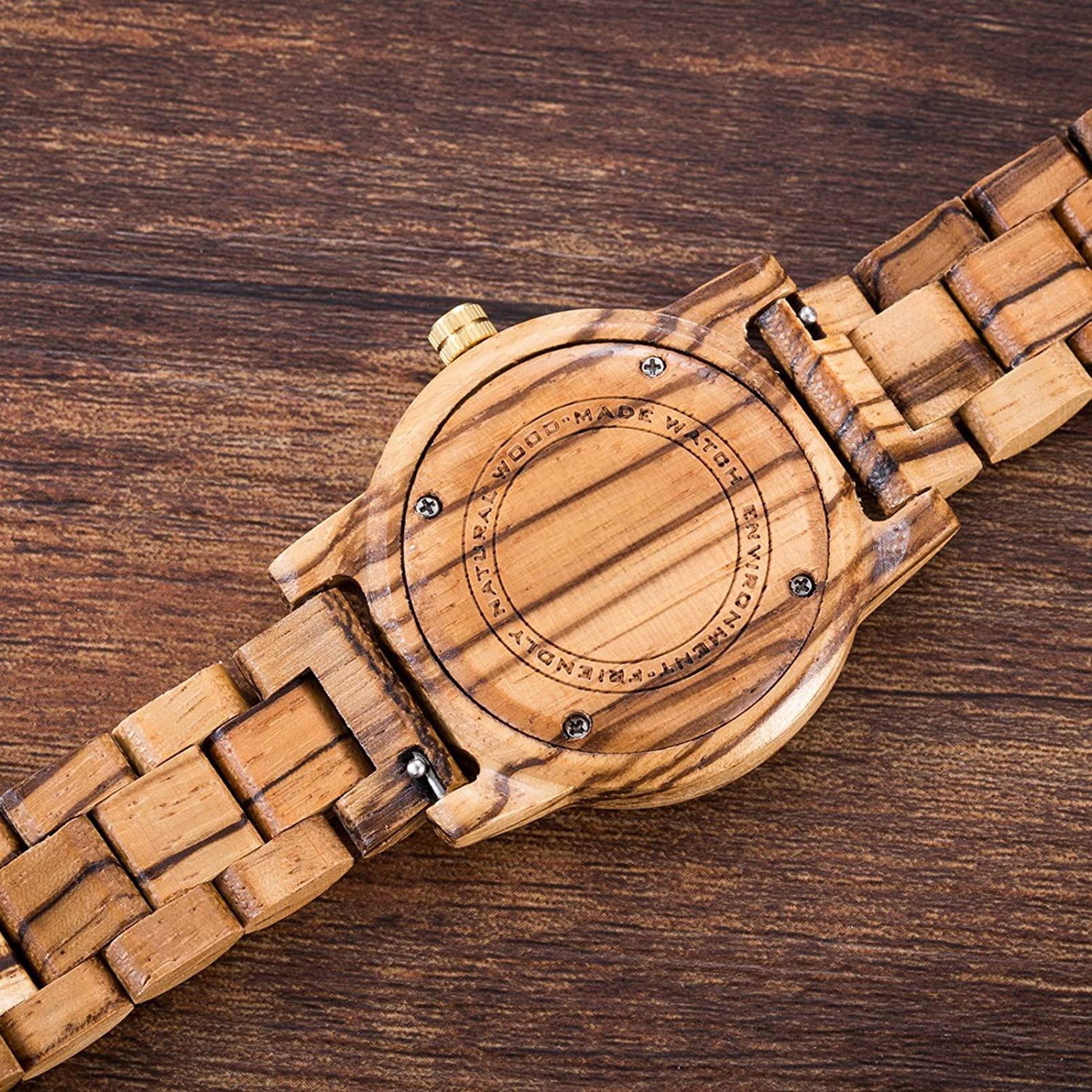 Source Factory（MOQ: 50 PCS）—40mm Wooden Watches Unisex Natural Wood Handmade Watch with Gift Box and Adjustable Strap