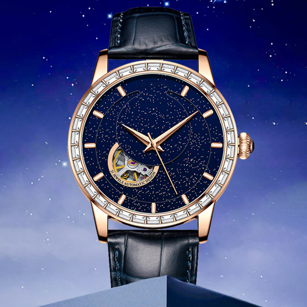 Source Factory（MOQ: 50 PCS）— Leather Strap Mechanical Watch Automatic 38mm Case Minimalist Style